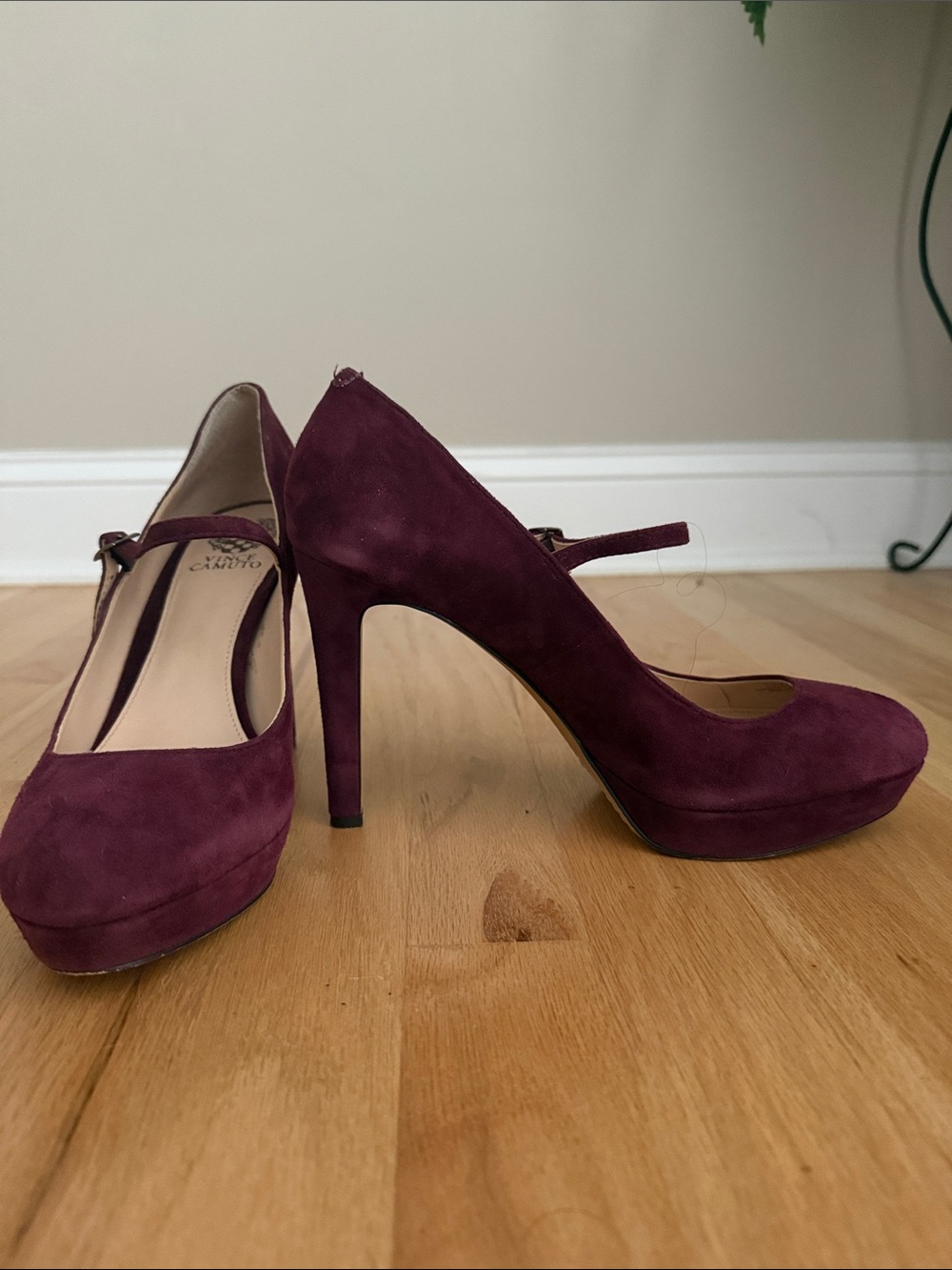 Vince Camuto Plum Suede Mary Jane Platform Pumps